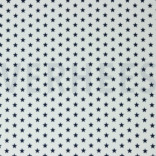 BAUMWOLLE POPELINE KLEINE STERNE WEISS / MARINEBLAU #7