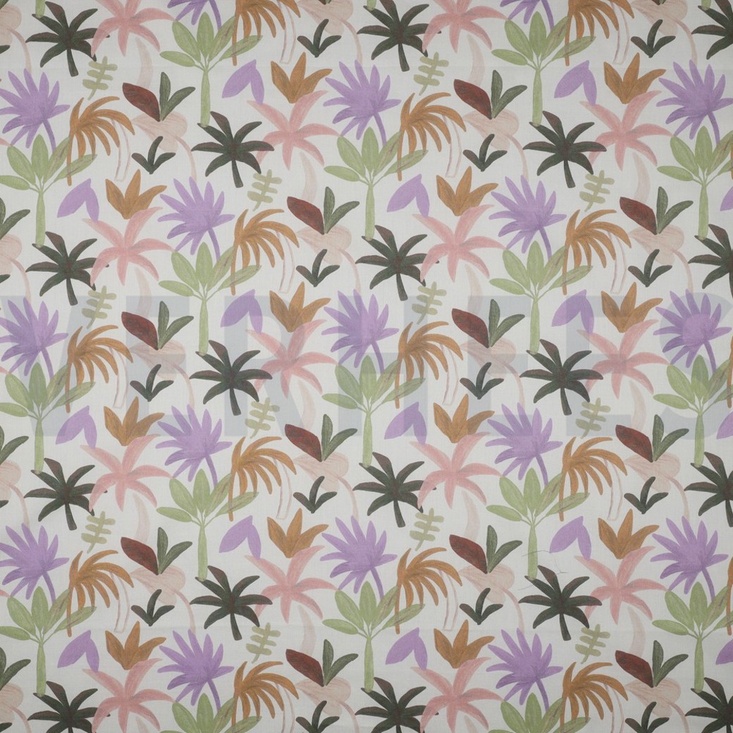 COTTON VOILE DIGITAL PALM HAVEN LILAC