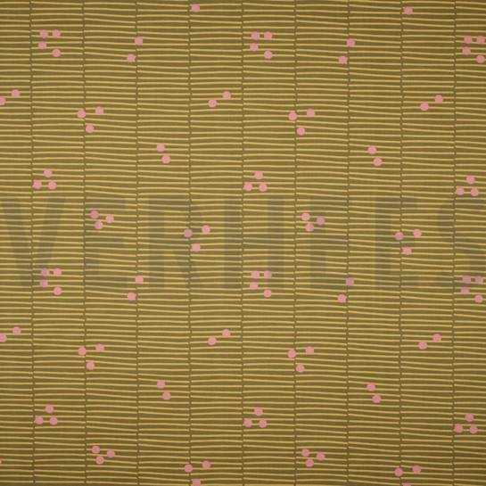 KATOENEN POPLIN GEBROKEN STREPEN GROEN #7