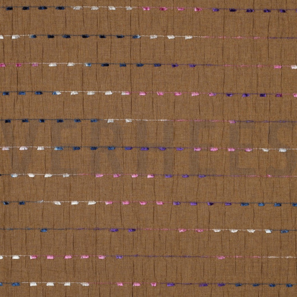 CRINKLE COTTON DOBBY STRIPE CAMEL