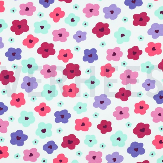 FRENCH TERRY ABSTRAKTE BLUMEN GEBROCHEN WEISS #7