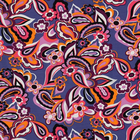 FRENCH TERRY BLUMEN MARINEBLAU #7