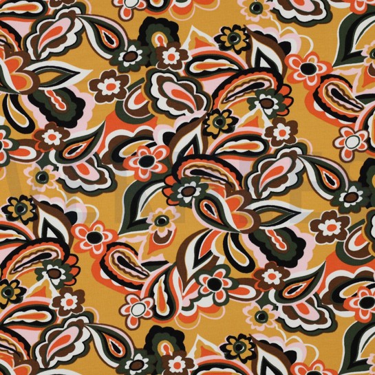 FRENCH TERRY FLOWERS CAMEL #7