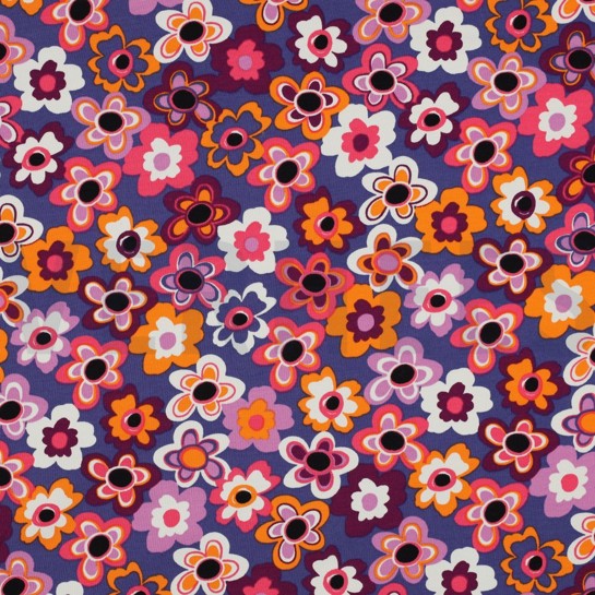 FRENCH TERRY FLOWERS NAVY #7