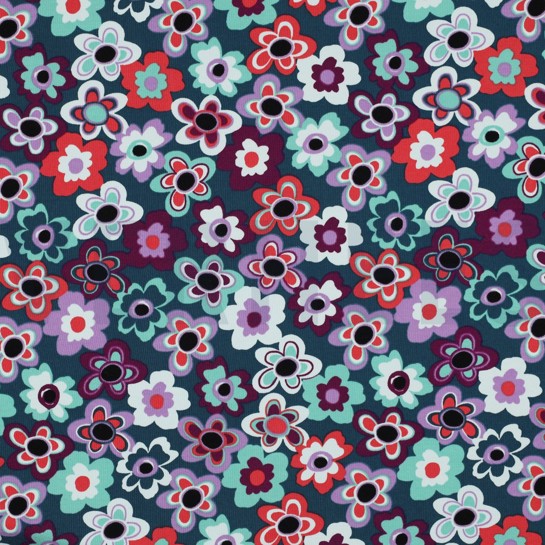 FRENCH TERRY BLUMEN PETROL #7