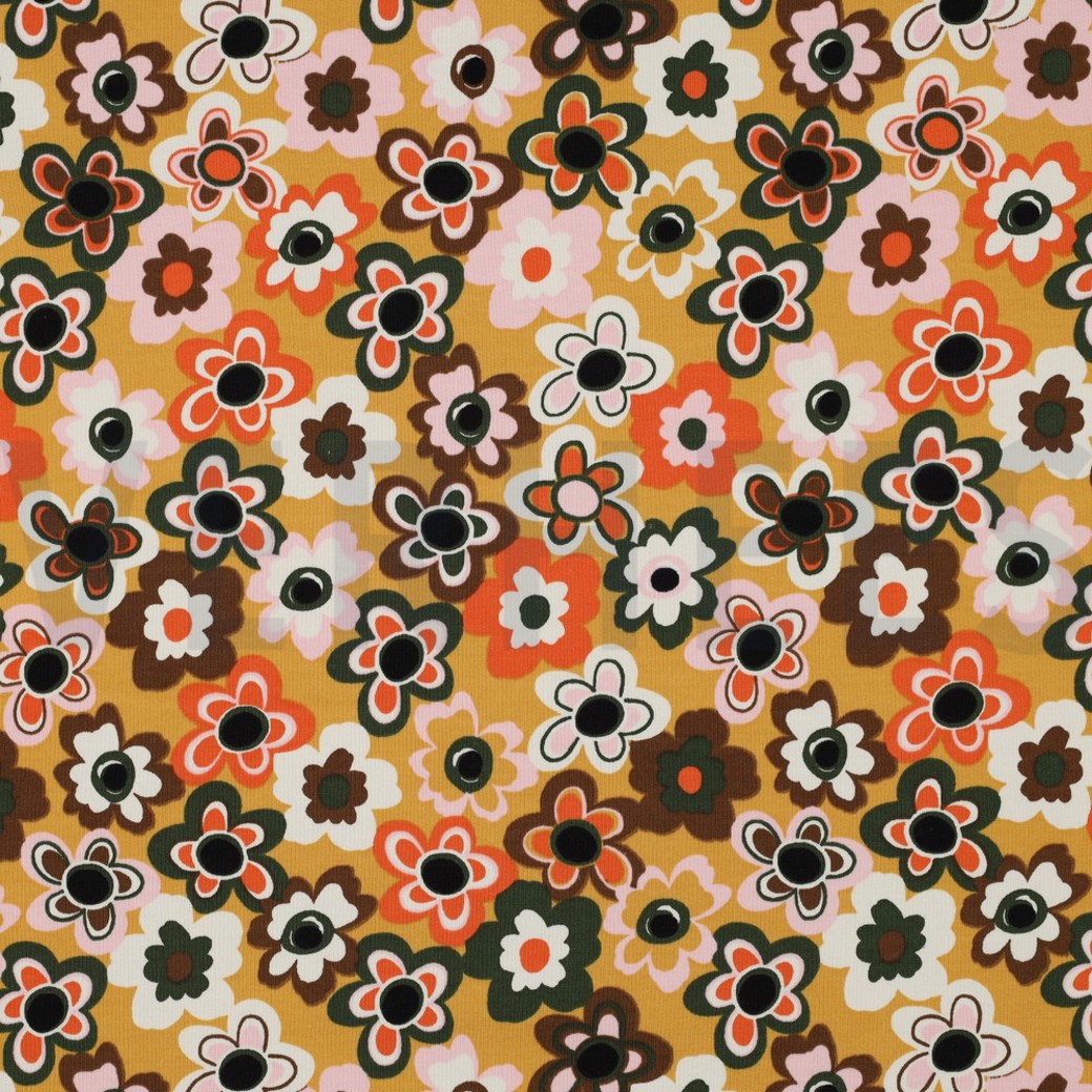 FRENCH TERRY FLOWERS CAMEL