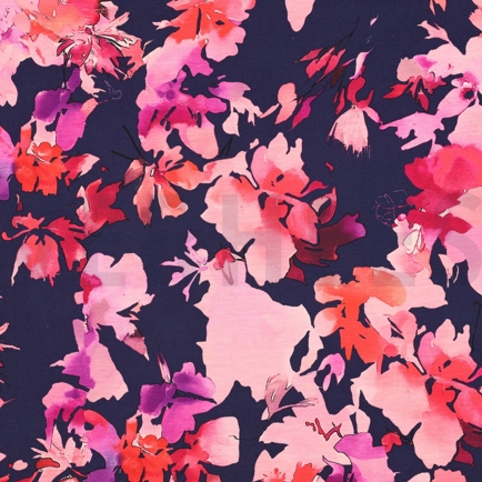 JERSEY DIGITAL FLOWERS NAVY (hover)