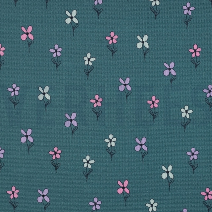 WAFFELJERSEY BLUMEN PETROL (hover)