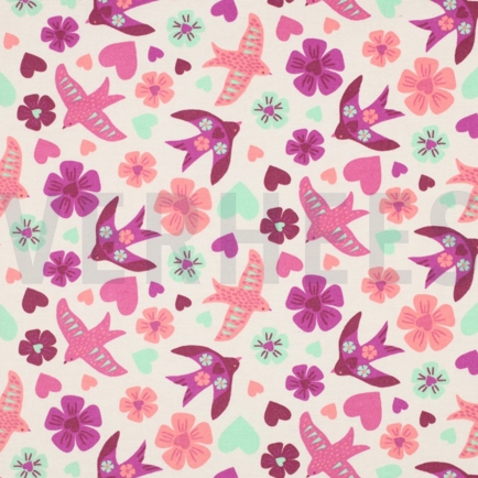 FLANELL VÖGEL GEBROCHEN WEISS (hover)