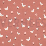 JERSEY GOTS DUCKS AND FLOWERS PINK (thumbnail)