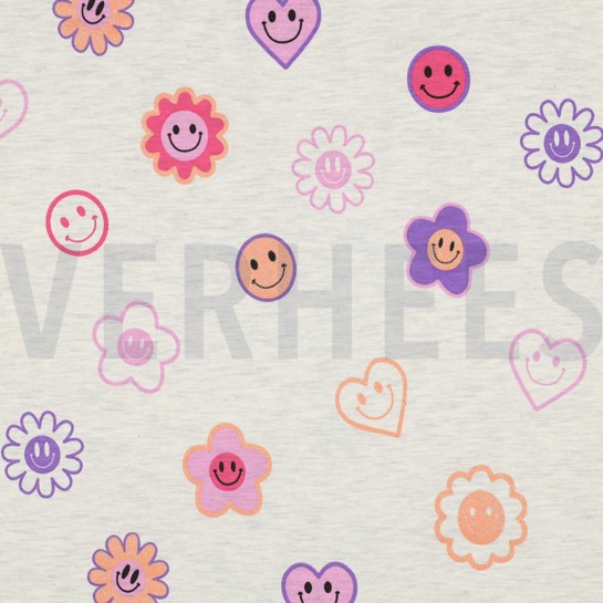 JERSEY MELANGE GLITZER SMILEYS ECRU #7
