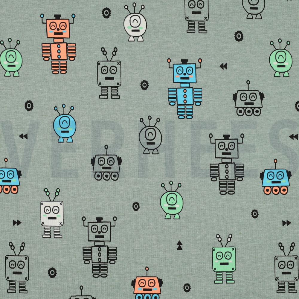 JERSEY MELANGE NEON ROBOTS DARK MINT
