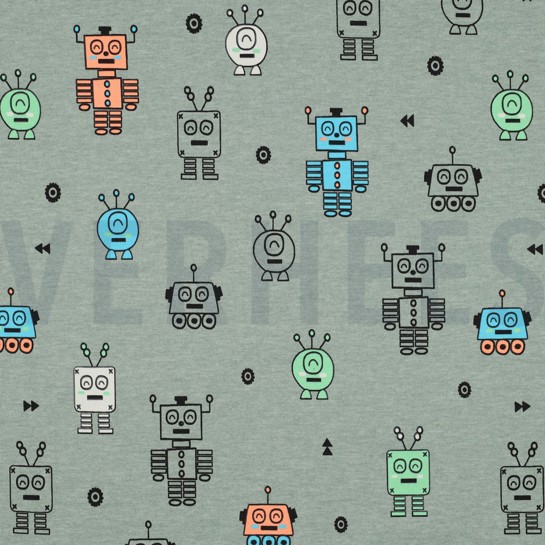 JERSEY MELANGE NEON ROBOTS DARK MINT #7