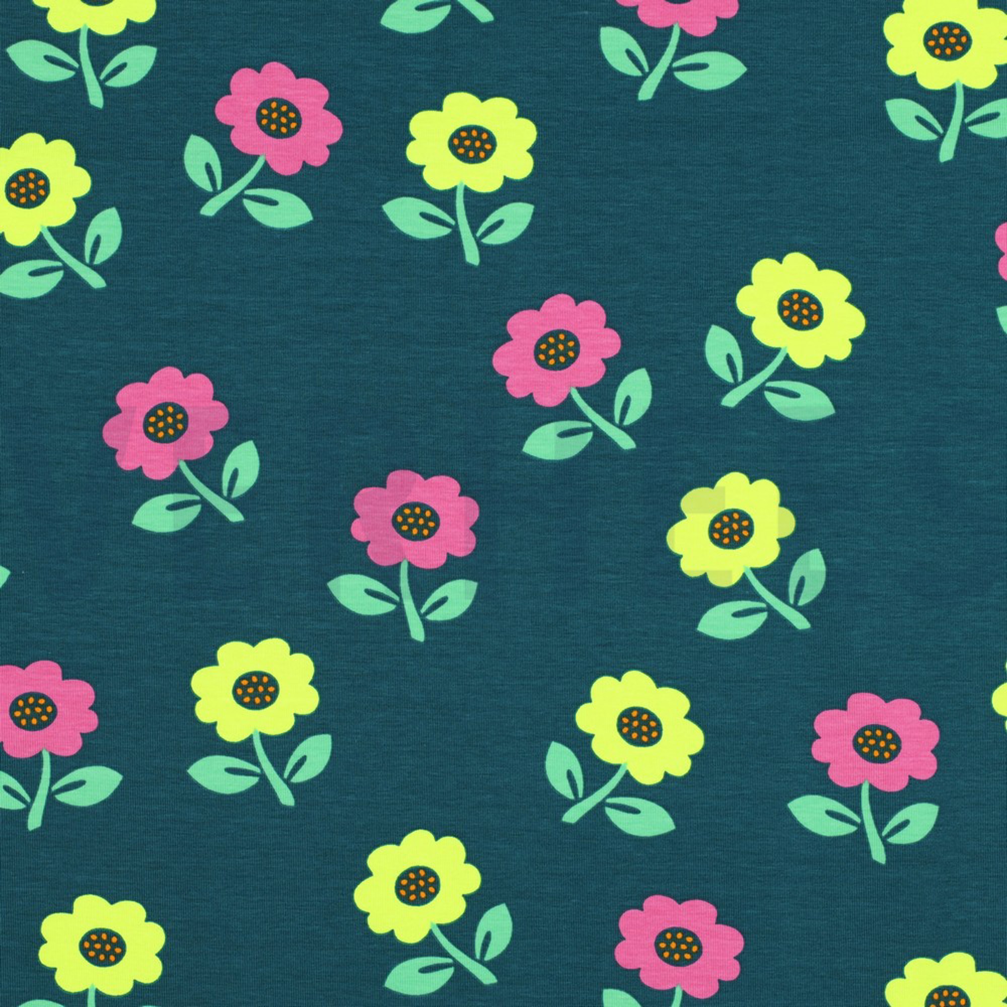 JERSEY NEON FLOWERS DARK GREEN (high resolution)