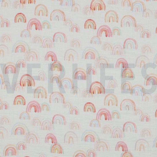 MUSSELIN DIGITAL REGENBÖGEN WEISS #7