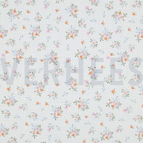 DOUBLE GAUZE GOTS FLOWERS WHITE #7