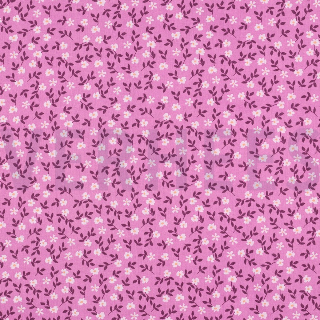 POPLIN GOTS FLOWERS PURPLE