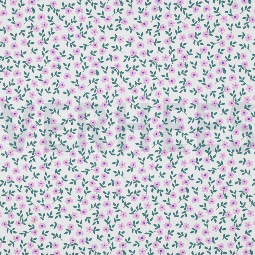 POPLIN GOTS FLOWERS WHITE