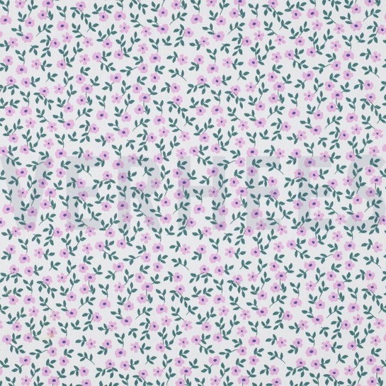 POPLIN GOTS FLOWERS WHITE #7