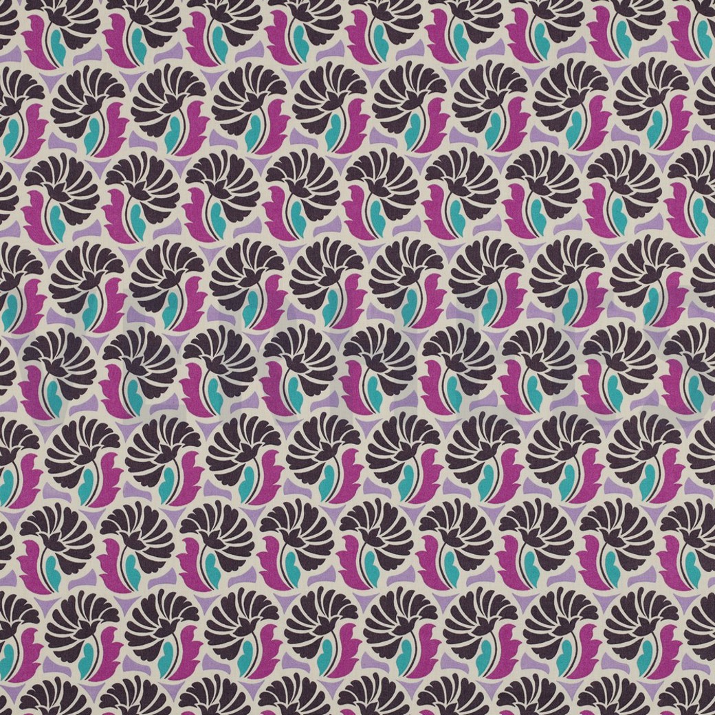 FINE POPLIN FLOWERS PURPLE