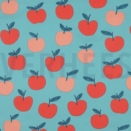 POPELINE DE COTON FRUITS PÉTROLE CLAIR #7