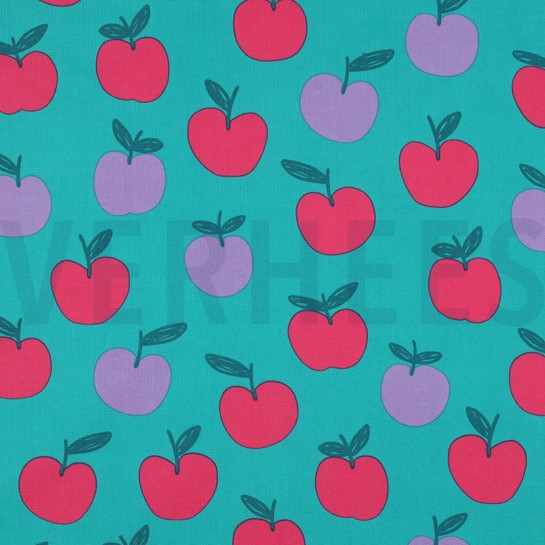 BAUMWOLLE POPELINE OBST PETROL #7