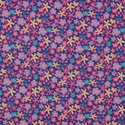FINE POPLIN FLOWERS AND UNICORNS COBALT (thumbnail)
