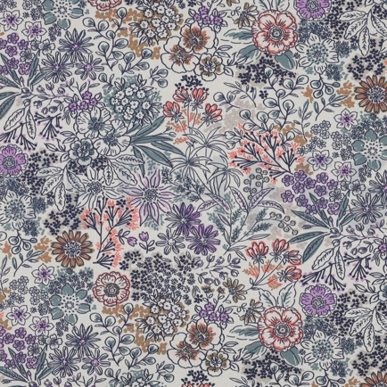 FINE POPLIN DIGITAL FLOWERS OFFWHITE (hover)