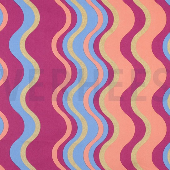 BAUMWOLLE POPELINE FOLIE STREIFEN BLAU #7