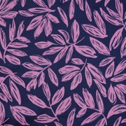 COTTON SATIN LEAVES NAVY (thumbnail)