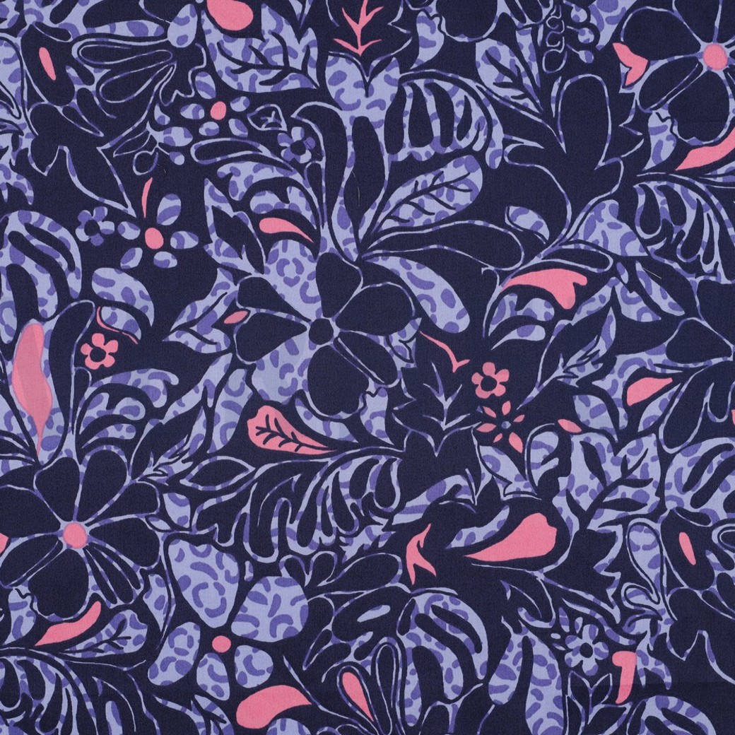 COTTON SATIN FLOWERS NAVY