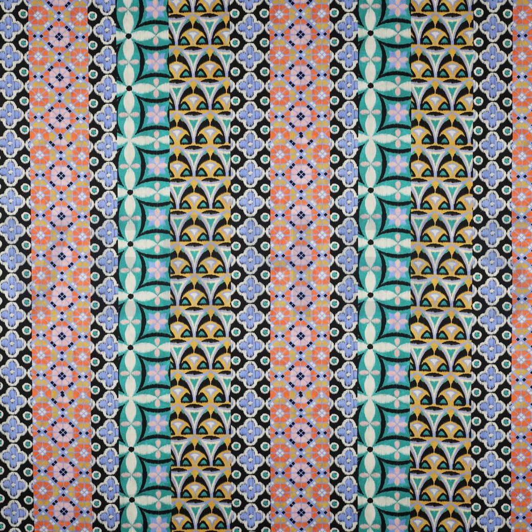 COTTON SATIN DIGITAL GEOMETRIC BLUE