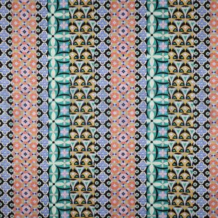 KATOEN SATIJN DIGITAAL GEOMETRISCH BLAUW (hover)