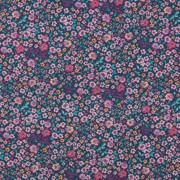 FINE POPLIN DIGITAL FLOWERS DARK PETROL (thumbnail)