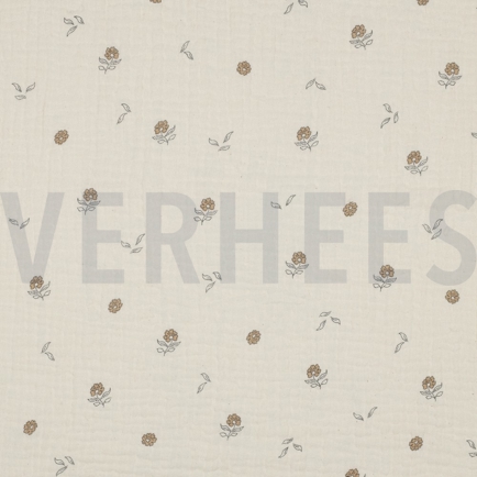 DOUBLE GAUZE GOTS NATURAL FLOWERS NATURAL (hover)