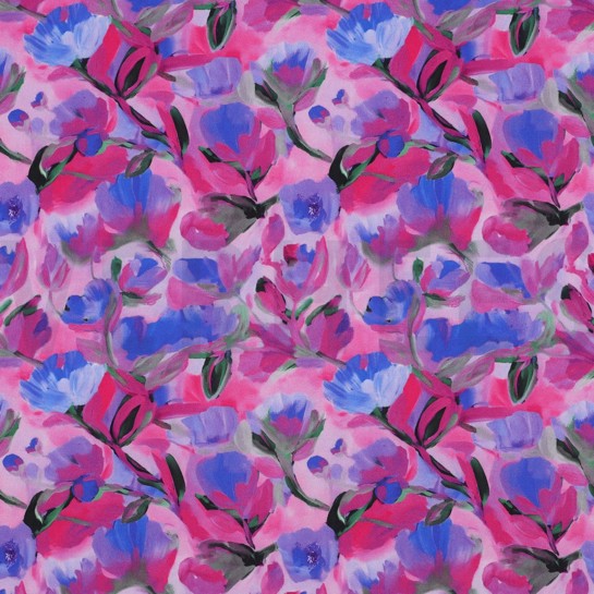 LENZING™ ECOVERO™ DIGITAL BLUMEN LILA/VIOLETT #7