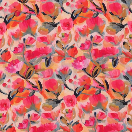 LENZING™ ECOVERO™ DIGITAL FLOWERS PEACH (hover)