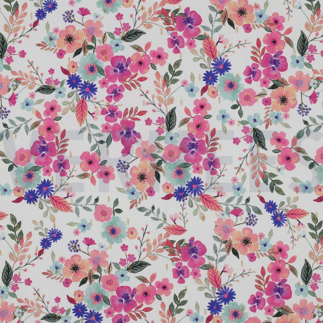 VISCOSE LUREX DIGITAL FLOWERS WHITE