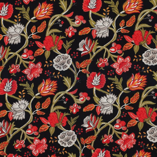 VISCOSE STRETCH DIGITAAL BLOEMEN ZWART #7