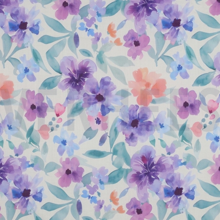 BAUMWOLLE VOILE DIGITAL BLUMEN LILA/VIOLETT (hover)