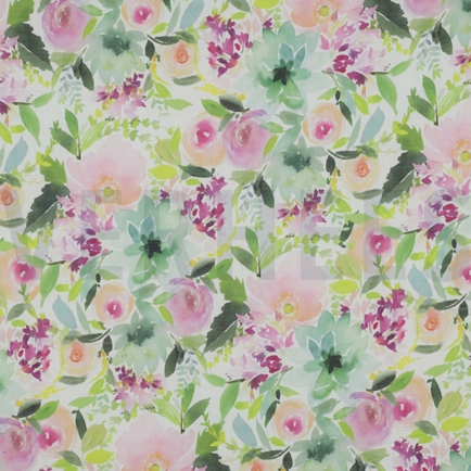 BAUMWOLLE VOILE DIGITAL BLUMEN WEISS (hover)