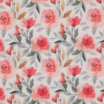 BAUMWOLLE VOILE DIGITAL BLUMEN WEISS (hover)