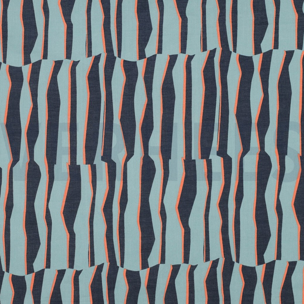 COTTON VOILE GEOMETRIC LIGHT PETROL