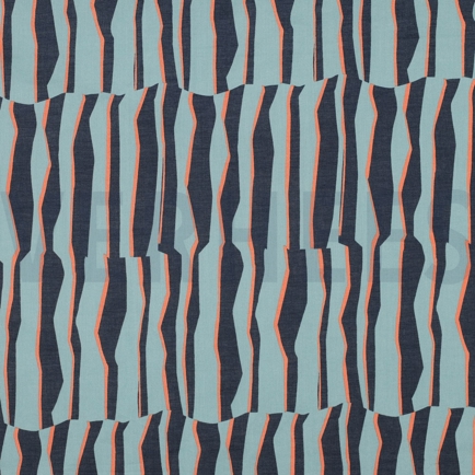 BAUMWOLLE VOILE GEOMETRISCH HELL PETROL (hover)