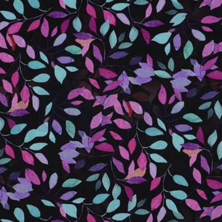 VISCOSE RADIANCE DIGITAL LEAVES BLACK (hover)