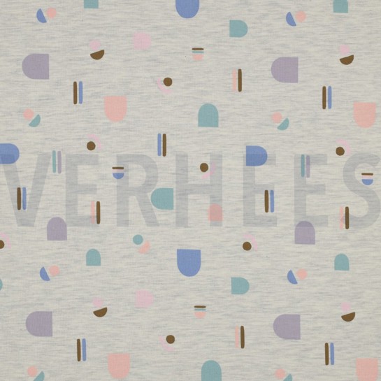 JERSEY MELANGE ABSTRACT ECRU GEMÊLEERD #7