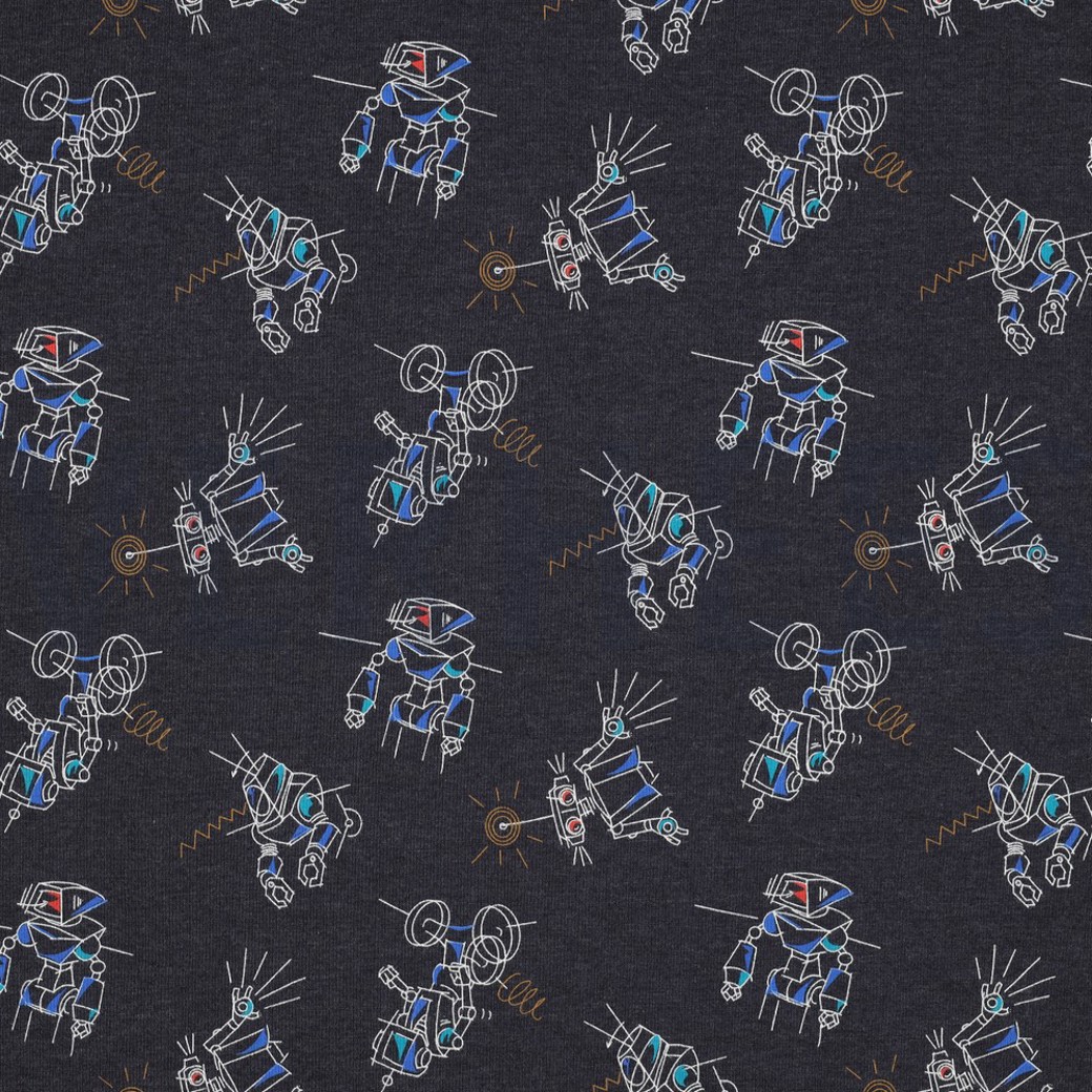 JERSEY MELANGE ROBOTS INDIGO MELANGE