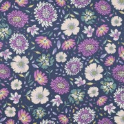 LINEN VISCOSE WASHED FLOWERS MARINE (thumbnail)