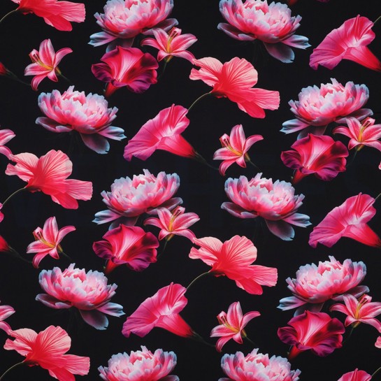 VISCOSE RADIANCE DIGITAAL BLOEMEN ZWART #7