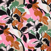 LENZING ECOVERO FLOWERS PINK / GREEN (thumbnail)